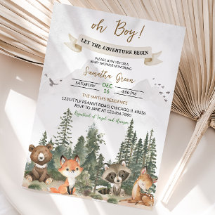 Let the Adventure Begin Woodland Baby Shower Invitation