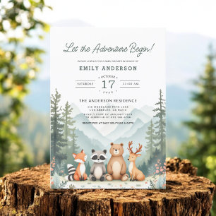 Let The Adventure Begin Woodland Baby Shower Invitation