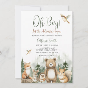Let the Adventure Begin Woodland Baby Shower Invitation