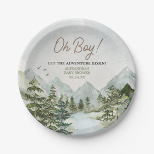 Let the Adventure Begin Woodland Baby Shower Paper Plate