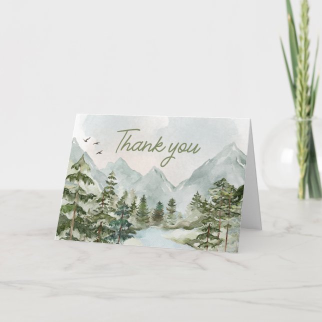 Let the Adventure Begin Woodland Baby Shower Thank You Card (Front)