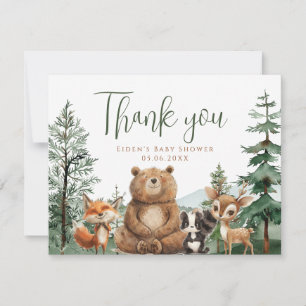Let the Adventure Begin Woodland Boy Baby Shower  Thank You Card