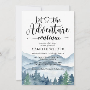Let The Adventure Continue Forest Baby Shower Invitation