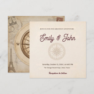 Let the Adventure Vintage Travel Welcome Sign Invitation