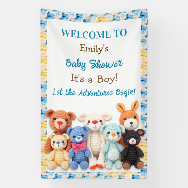 Let the Adventures Begin | Boy's Baby Shower Banner (Vertical)