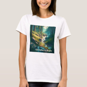Let the Adventures Begin   Camping Art T-Shirt