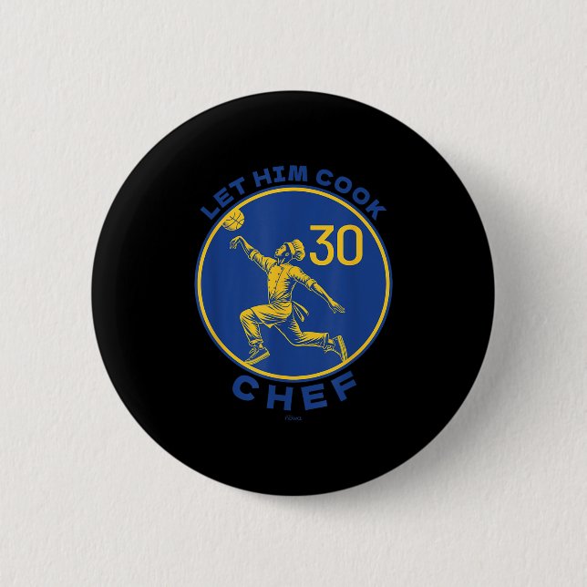 Let The Chef Cook Funny Basketball Court Legend Mo 6 Cm Round Badge (Front)