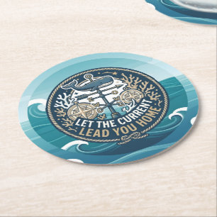 Let The Current Lead You Home Round Paper Coaster