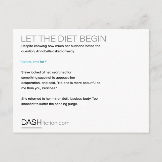 Let the Diet Begin Postcard (Front)