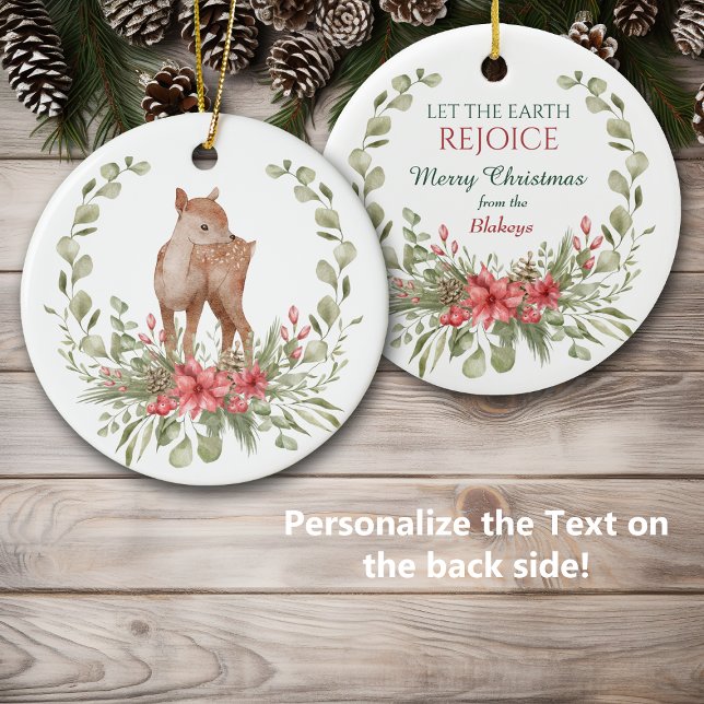 Let the Earth Rejoice Deer Fawn Wreath Ceramic Tree Decoration (Creator Uploaded)