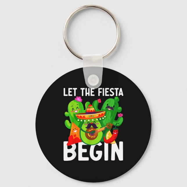 Let the fiesta begin funny cinco de mayo mexican L Key Ring (Front)