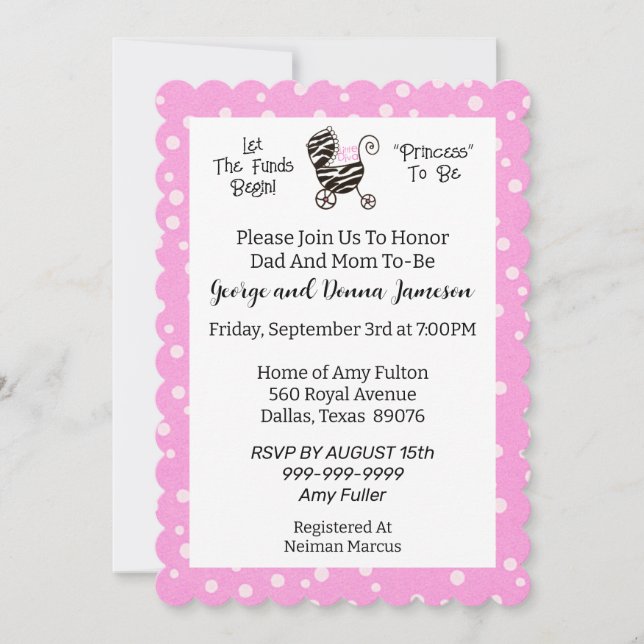 Let the Funds Begin “PRINCESS” Invitation (Front)