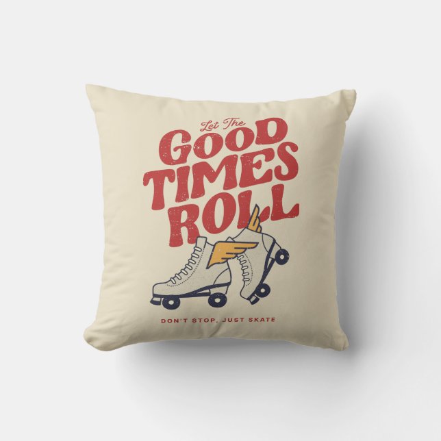 LET THE GOOD TIMES ROLL 80s RETRO ROLLER SKATE Cushion (Front)