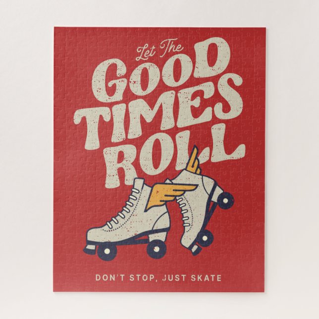 LET THE GOOD TIMES ROLL 80s RETRO ROLLER SKATE Jigsaw Puzzle (Vertical)