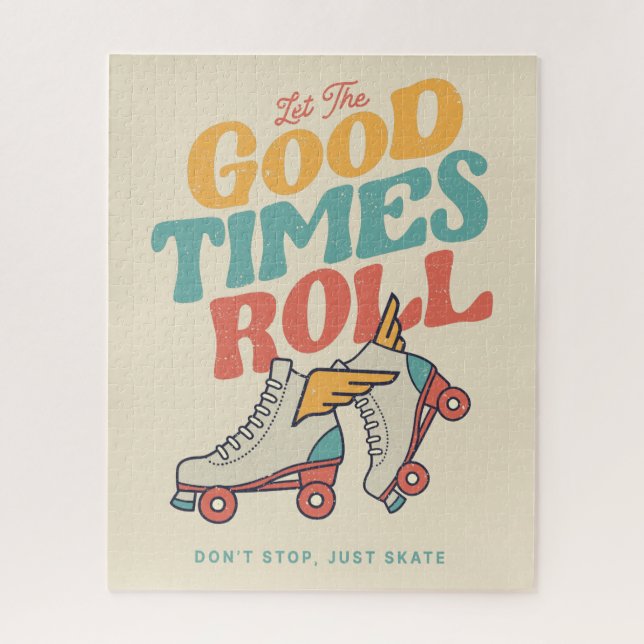 LET THE GOOD TIMES ROLL 80s RETRO ROLLER SKATE Jigsaw Puzzle (Vertical)