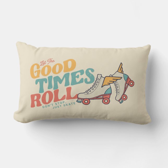 LET THE GOOD TIMES ROLL 80s RETRO ROLLER SKATE Lumbar Cushion (Front)