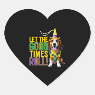 Let The Good Times Roll - Funny Mardi Gras Dogs  Heart Sticker