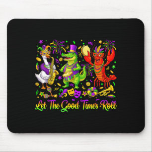 Let The Good Times Roll Mardi Gras Alligator Crawf Mouse Mat