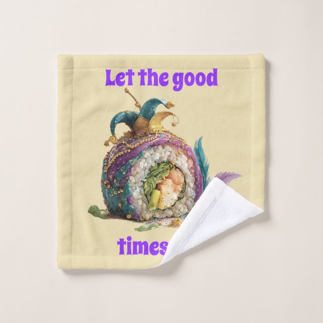 Let The Good Times Roll Mardi Gras Bath Towel Set (Wash Cloth)