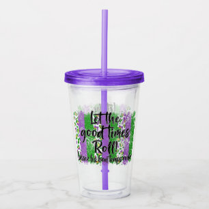 Let The Good Times Roll Mardi Gras Purple Cheetah Acrylic Tumbler