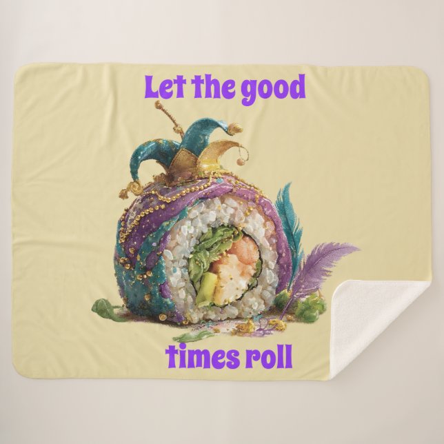 Let The Good Times Roll Mardi Gras Sherpa Blanket (Front (Horizontal))