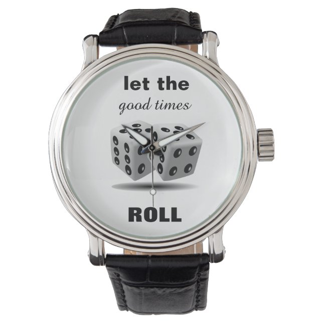 Let The Good Times Roll Men's Leather Watch (Front)