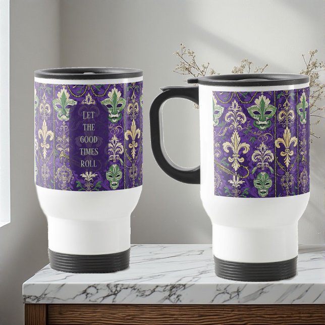 Let the Good Times Roll Ornate Mardi Gras Mask Art Travel Mug (Let the Good Times Roll Ornate Mardi Gras Mask Art Travel Mug)