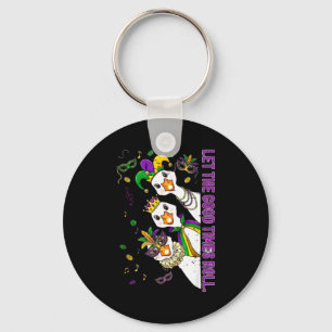 Let The Good Times Roll Silly Goose Mask Mardi Gra Key Ring