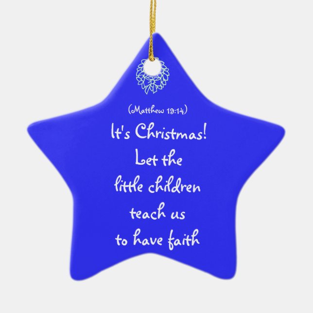 LET THE LITTLE CHILDREN, PERSONALIZED CERAMIC TREE DECORATION (Front)