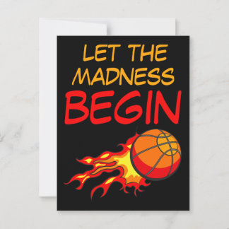 Let the Madness Begin, Basketball Ball in Flames Postcard