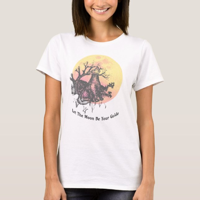 Let The Moon Guide, Wolf on Moon & Hand Lettered T-Shirt (Front)