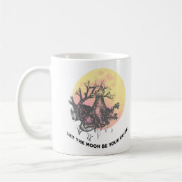 Let The Moon Guide, Wolf on Moon, Rustic Lettering Coffee Mug
