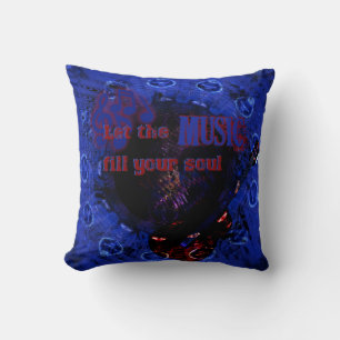 Let the Music Fill Your Soul Blue Pillow