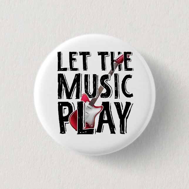 Let The Music Play Electric Guitar 3 Cm Round Badge (Front)