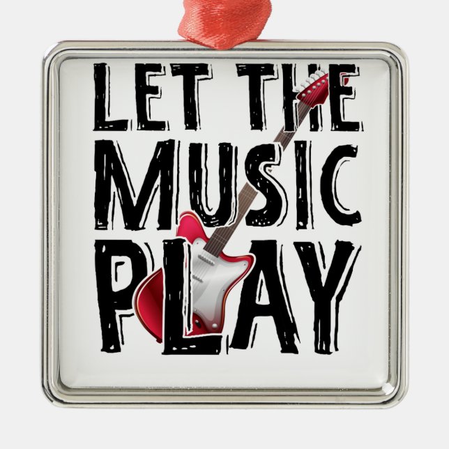 Let The Music Play Electric Guitar Metal Tree Decoration (Front)