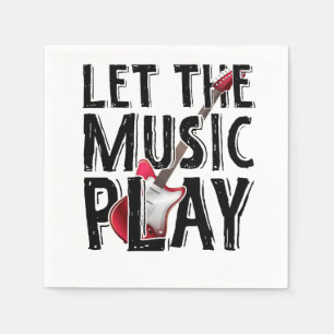 Let The Music Play Electric Guitar Napkin
