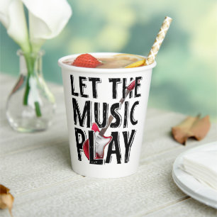 Let The Music Play Electric Guitar Paper Cups
