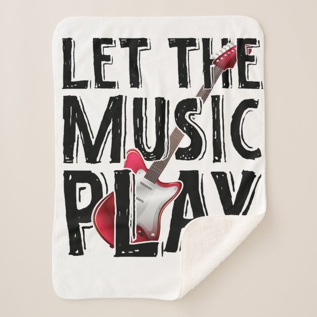 Let The Music Play Electric Guitar Sherpa Blanket (Front)