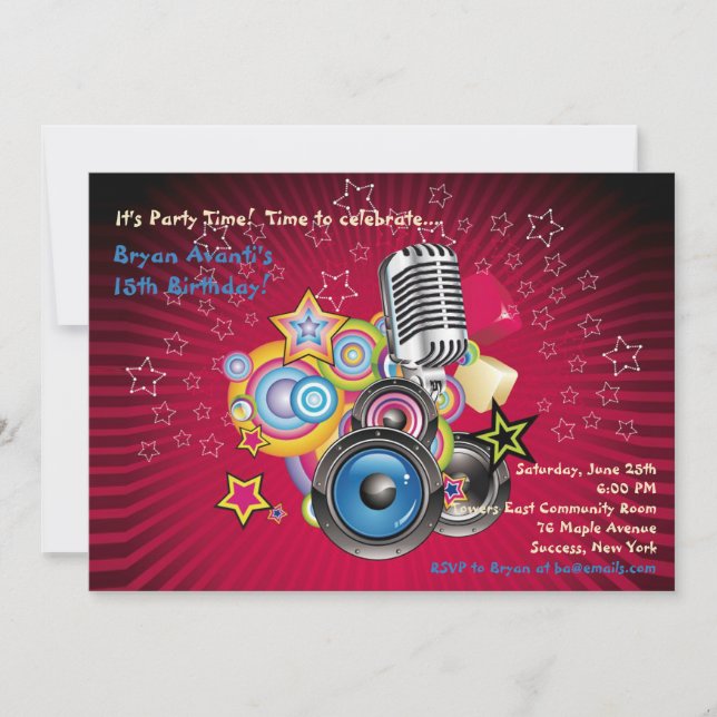 Let The Music Play Invitation (Front)