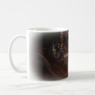 🎸 Let the Music Rise Glowing Flame Guitar Mug