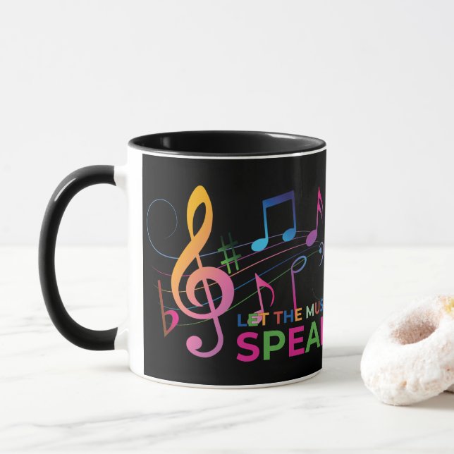 Let The Music Speak, Musical Notes Mug (With Donut)