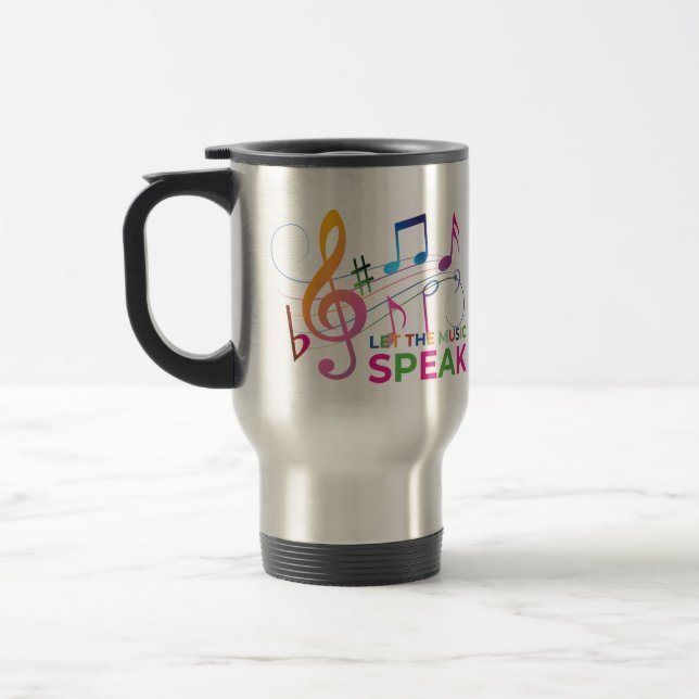 Let The Music Speak, Musical Notes Travel Mug (Left)