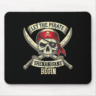 Let The Pirate Shenanigans Begin Halloween Skull B Mouse Mat