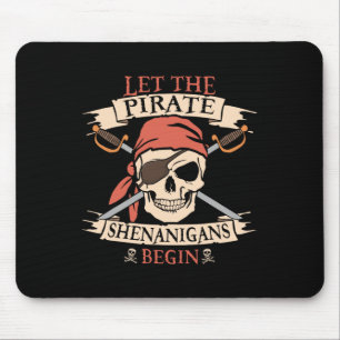 Let The Pirate Shenanigans Begin Halloween Skull B Mouse Mat