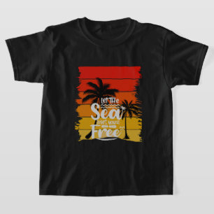 Let The Sea Set You Free Vintage Retro Sunset T-Shirt