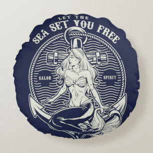 Let the Sea Set You Round Free Throw Pillow
