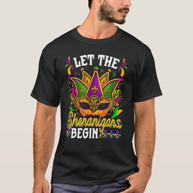 Let The Shenanigan Begin Mardi Gras Kids Men Women T-Shirt (Front)