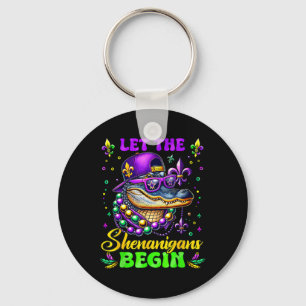 Let The Shenanigans Begin Alligator Mardi Gras Mad Key Ring