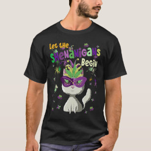 Let The Shenanigans Begin Cat Mardi Gras T-Shirt