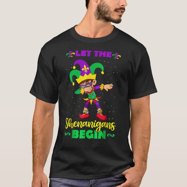 Let The Shenanigans Begin Dabbing Boy Jester Mardi T-Shirt (Front)